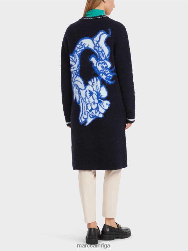 apģērbs pusnakts zils VRBHXD217 Marc Cain adīts \"pārdomāt kopā\" ​​mētelis