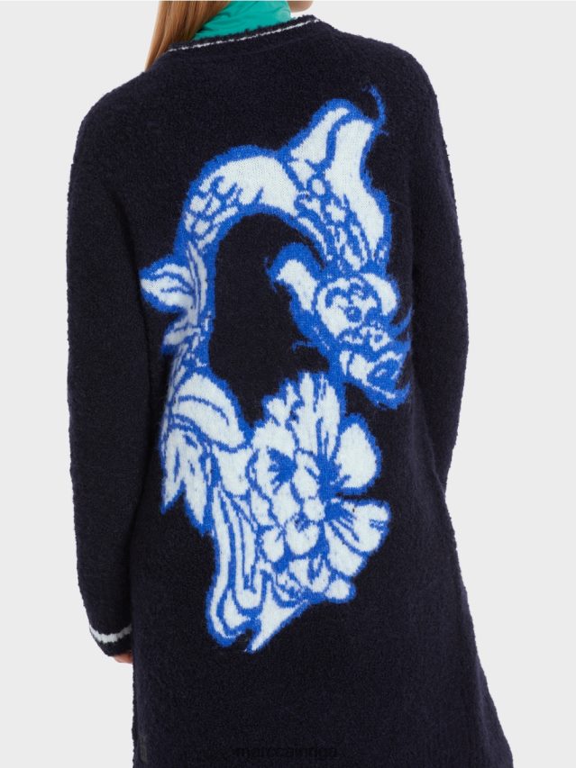 apģērbs pusnakts zils VRBHXD217 Marc Cain adīts \"pārdomāt kopā\" ​​mētelis