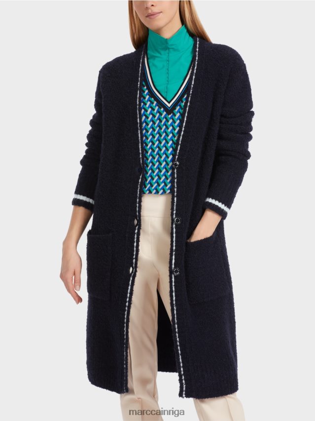 apģērbs pusnakts zils VRBHXD217 Marc Cain adīts \"pārdomāt kopā\" ​​mētelis