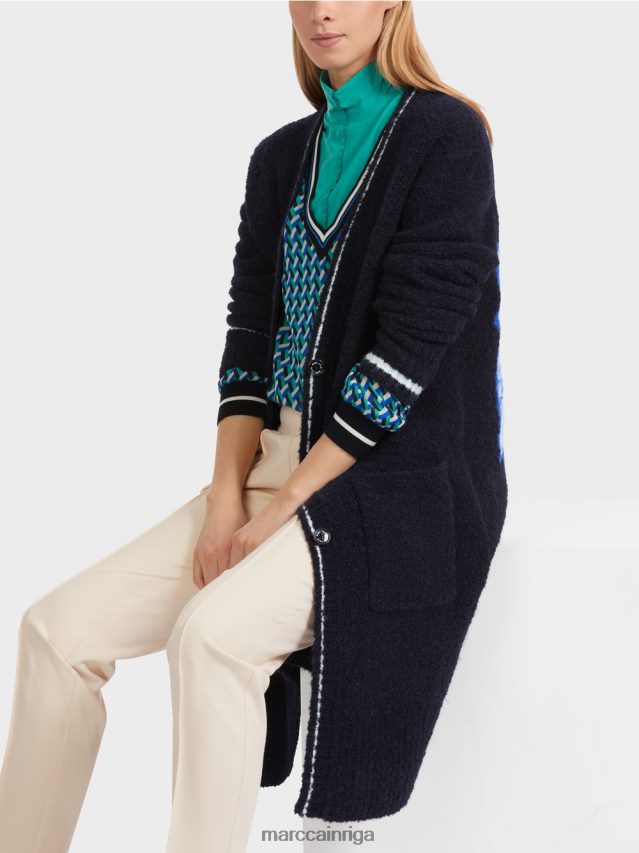 apģērbs pusnakts zils VRBHXD217 Marc Cain adīts \"pārdomāt kopā\" ​​mētelis