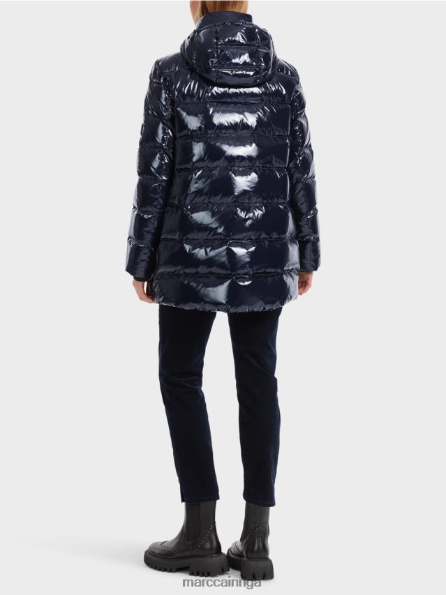 apģērbs pusnakts zils VRBHXD223 Marc Cain stepēta āra jaka ar kapuci