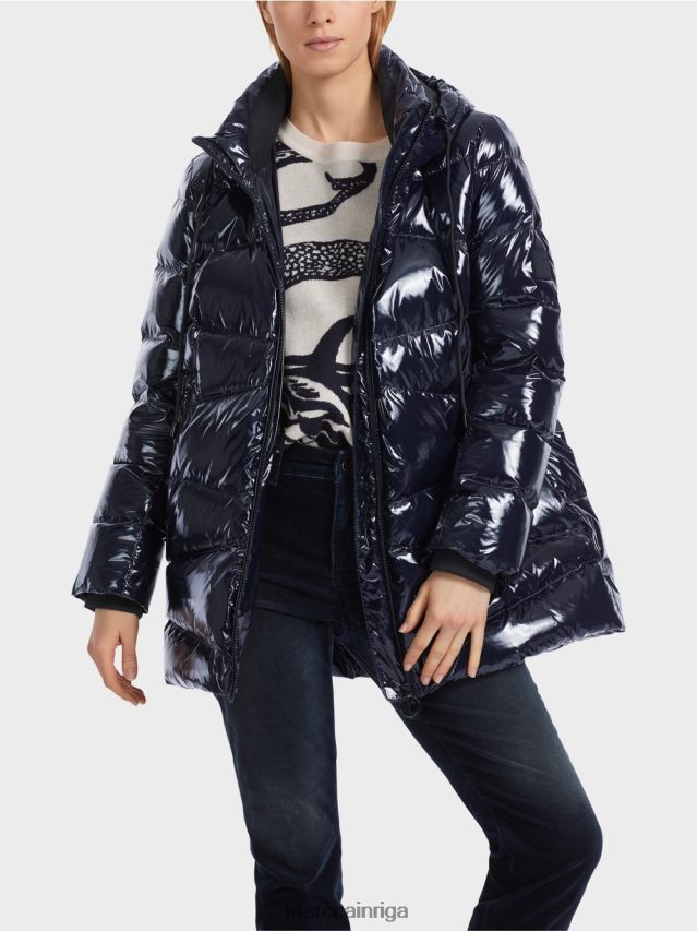 apģērbs pusnakts zils VRBHXD223 Marc Cain stepēta āra jaka ar kapuci