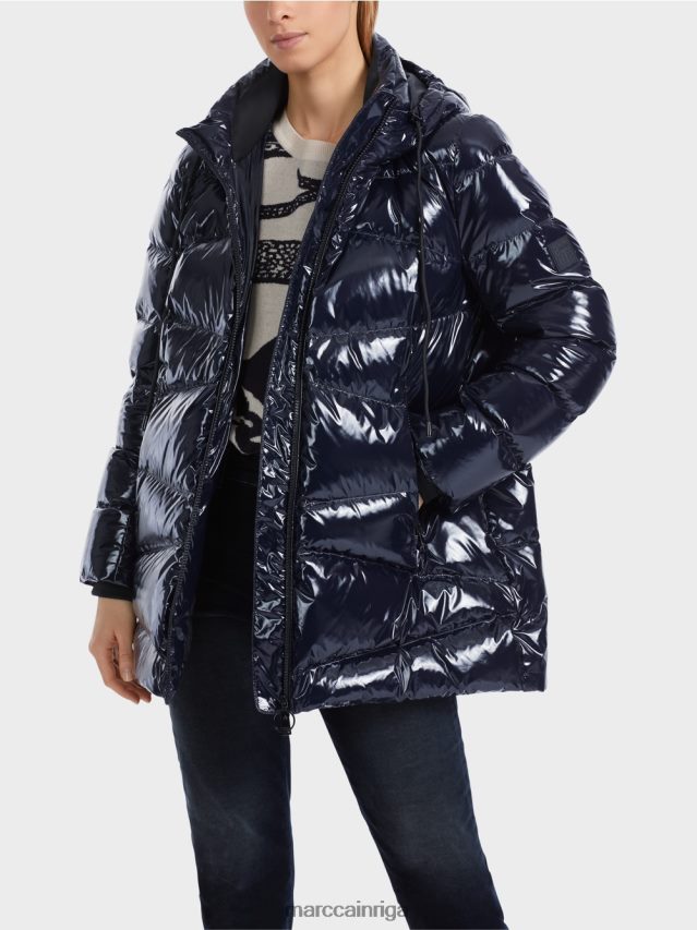 apģērbs pusnakts zils VRBHXD223 Marc Cain stepēta āra jaka ar kapuci