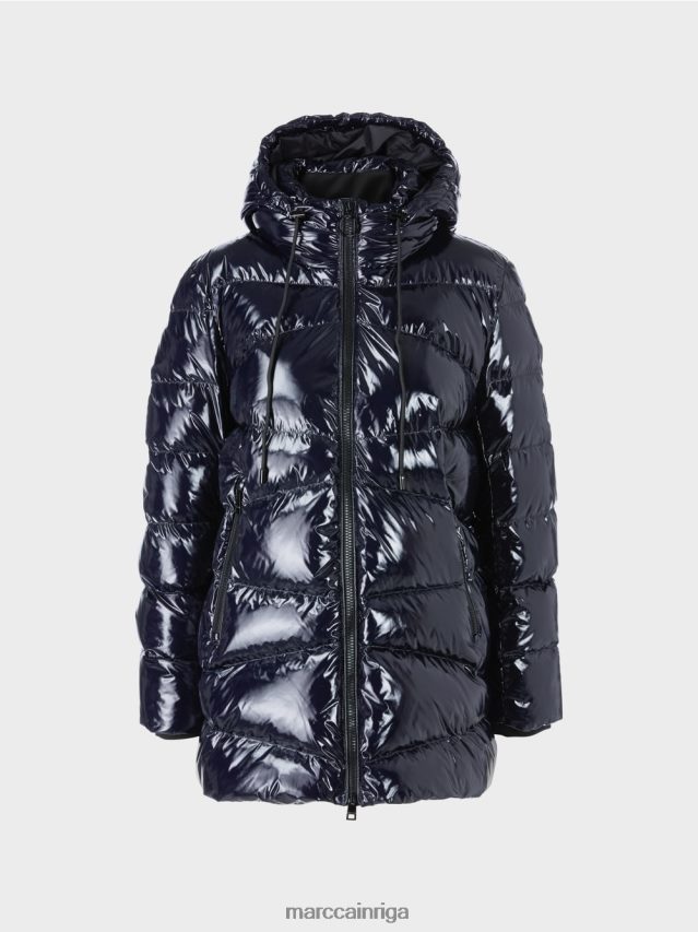 apģērbs pusnakts zils VRBHXD223 Marc Cain stepēta āra jaka ar kapuci