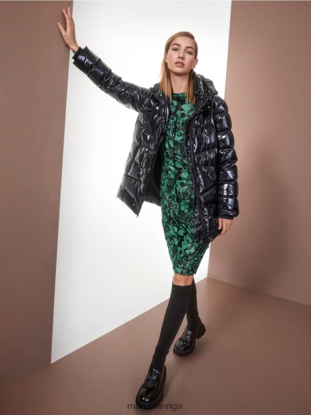 apģērbs pusnakts zils VRBHXD223 Marc Cain stepēta āra jaka ar kapuci