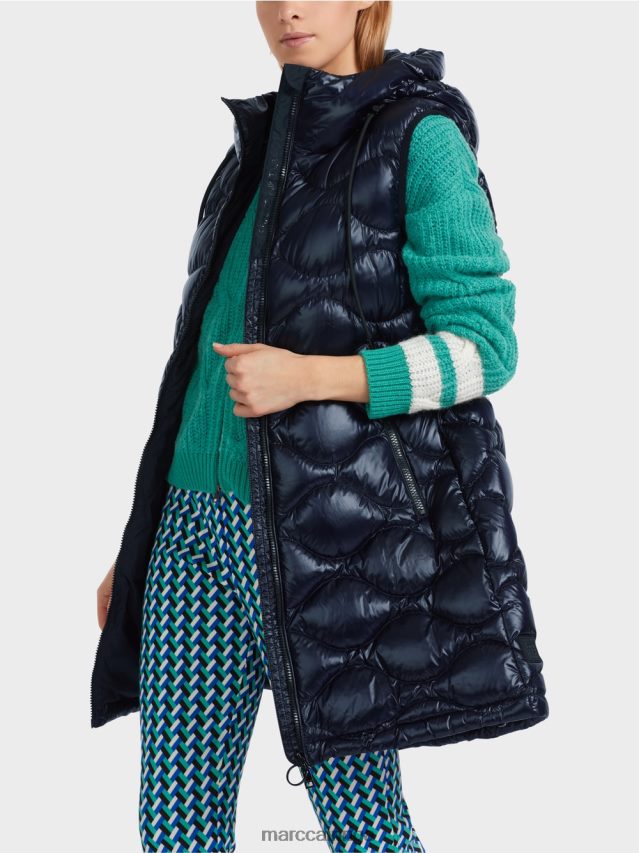 apģērbs pusnakts zils VRBHXD225 Marc Cain gara \"pārdomāt kopā\" ​​stepēta veste