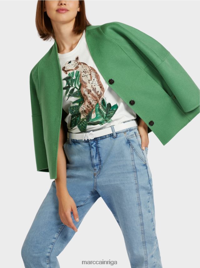 apģērbs sūnu zaļa VRBHXD293 Marc Cain vienkārša vilnas jaka