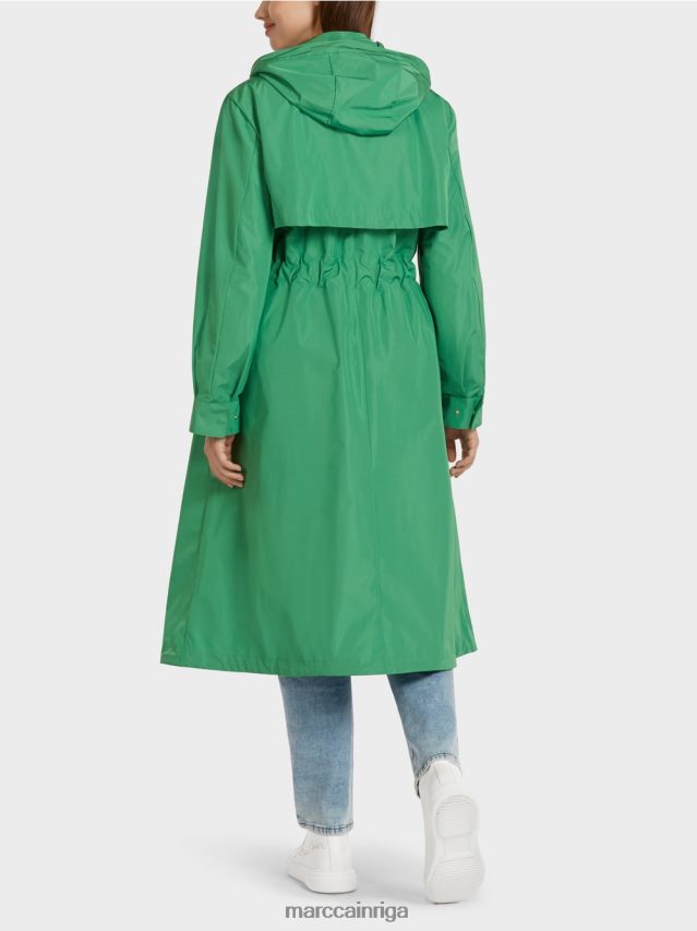 apģērbs sūnu zaļa VRBHXD295 Marc Cain ikdienas mētelis ar aukliņu jostasvietā