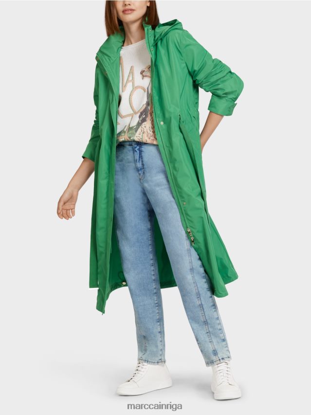 apģērbs sūnu zaļa VRBHXD295 Marc Cain ikdienas mētelis ar aukliņu jostasvietā