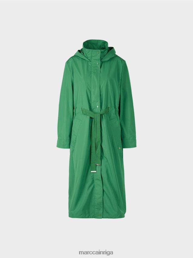 apģērbs sūnu zaļa VRBHXD295 Marc Cain ikdienas mētelis ar aukliņu jostasvietā