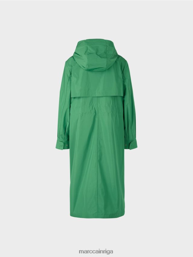 apģērbs sūnu zaļa VRBHXD295 Marc Cain ikdienas mētelis ar aukliņu jostasvietā