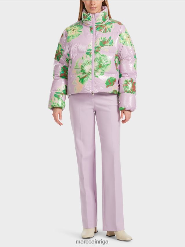 apģērbs spilgta lavanda VRBHXD231 Marc Cain āra jaka ar ziedu dizainu