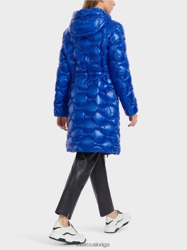 apģērbs spilgti karaliski zila VRBHXD221 Marc Cain stepēts \"pārdomāt kopā\" ​​mētelis