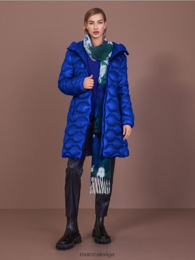 apģērbs spilgti karaliski zila VRBHXD221 Marc Cain stepēts \"pārdomāt kopā\" ​​mētelis