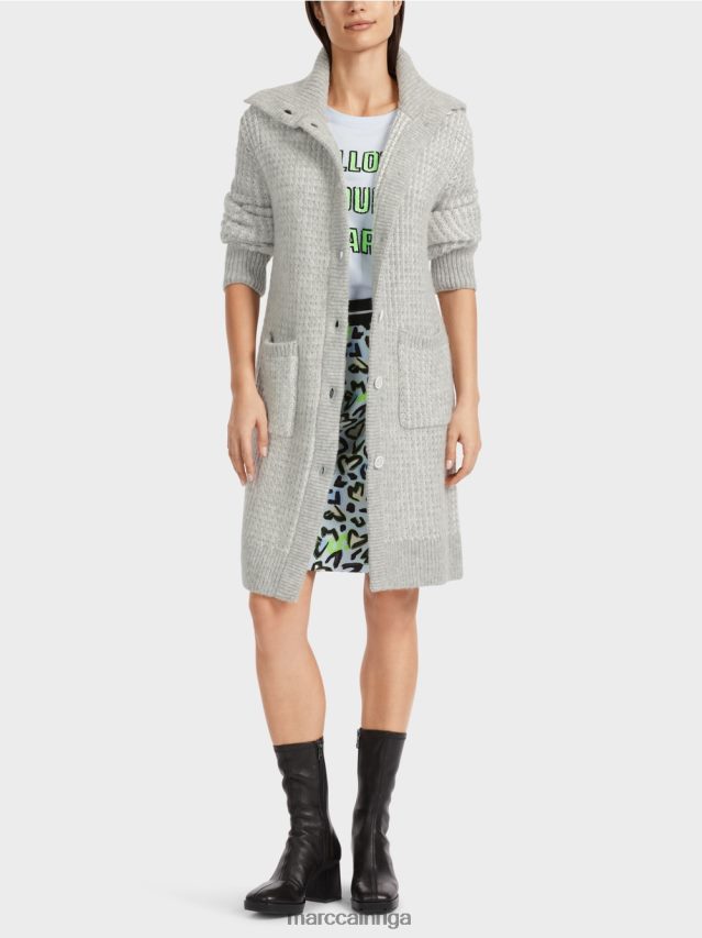 apģērbs sudrabaini pelēks VRBHXD256 Marc Cain trikotāžas mētelis adīts Vācijā