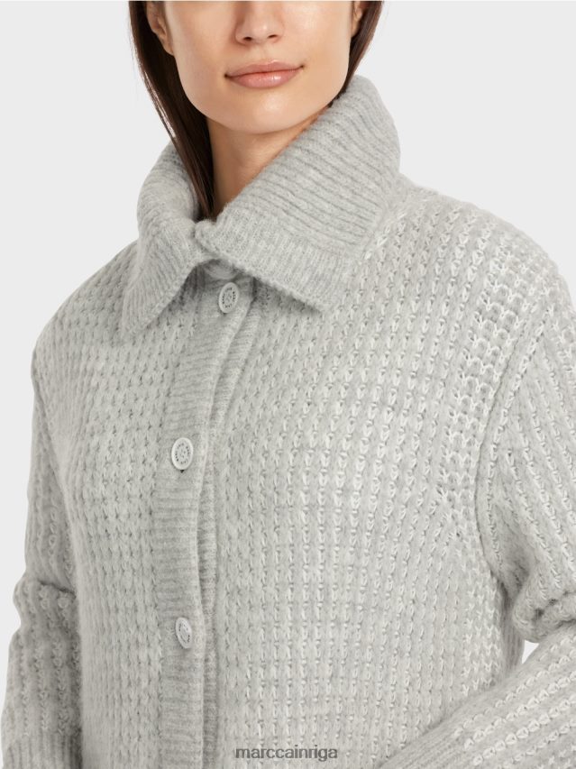 apģērbs sudrabaini pelēks VRBHXD256 Marc Cain trikotāžas mētelis adīts Vācijā