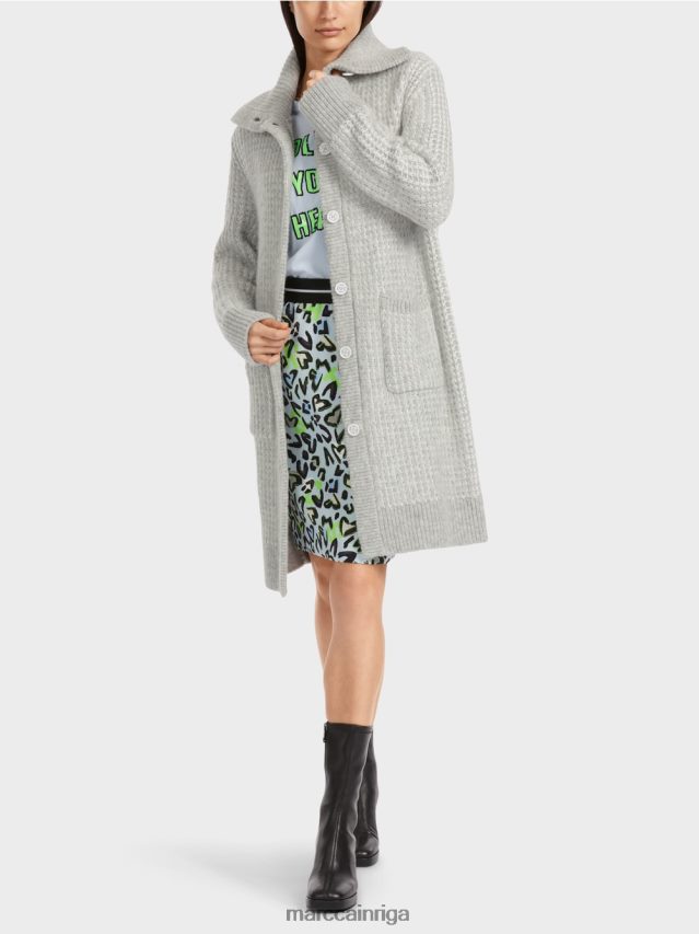 apģērbs sudrabaini pelēks VRBHXD256 Marc Cain trikotāžas mētelis adīts Vācijā