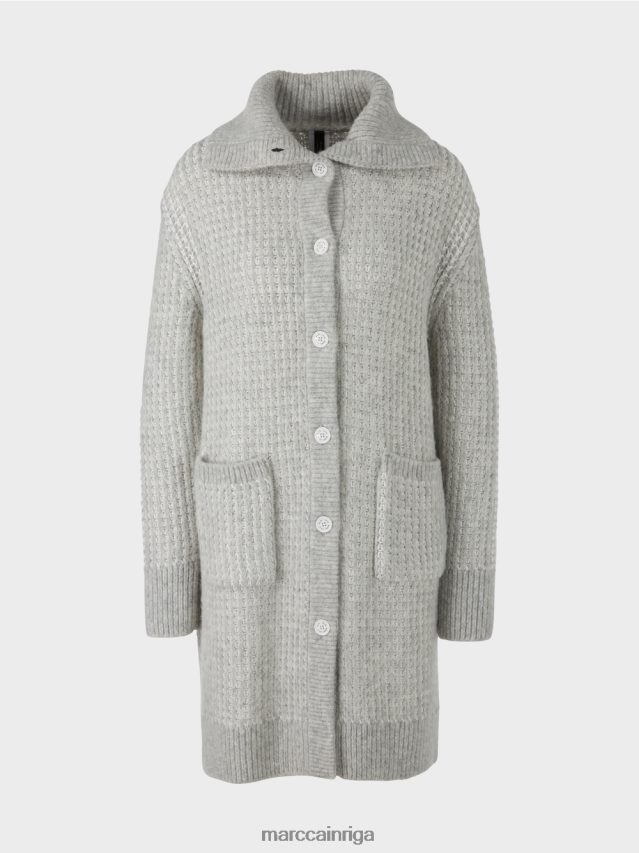apģērbs sudrabaini pelēks VRBHXD256 Marc Cain trikotāžas mētelis adīts Vācijā