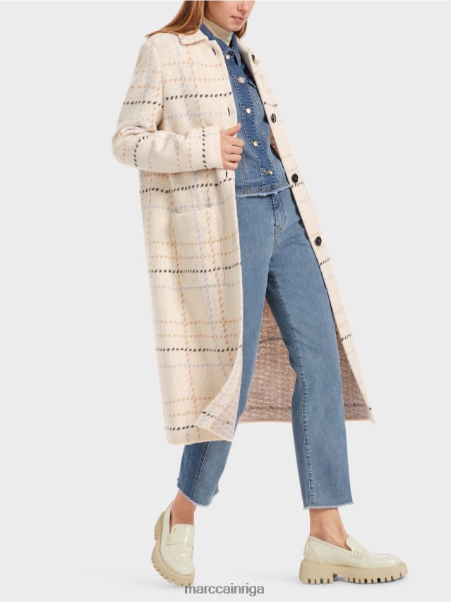 apģērbs tumšs krēms VRBHXD249 Marc Cain čekas mētelis adīts Vācijā