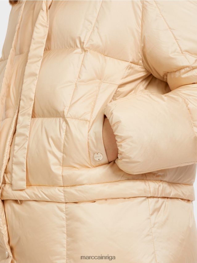 apģērbs tumšs krēms VRBHXD251 Marc Cain garš stepēts mētelis