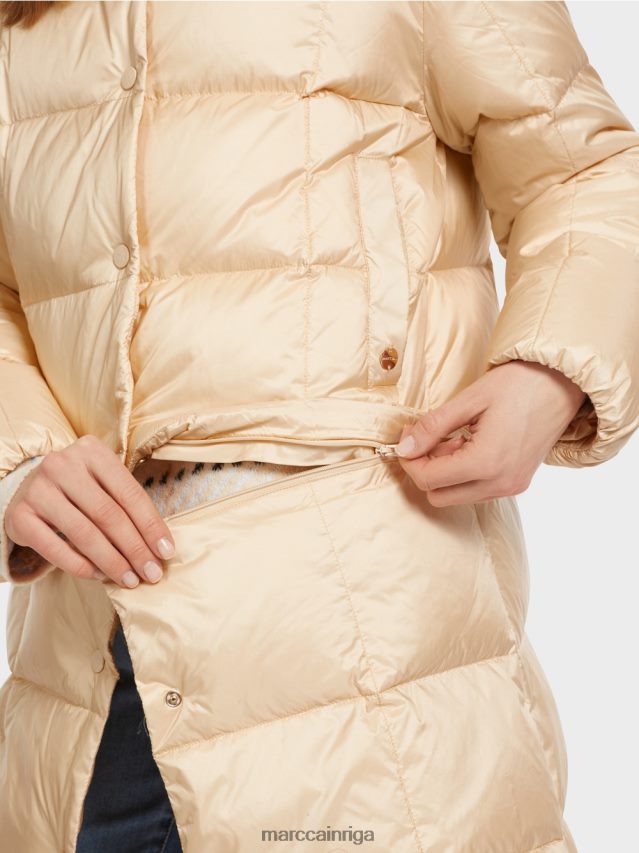 apģērbs tumšs krēms VRBHXD251 Marc Cain garš stepēts mētelis