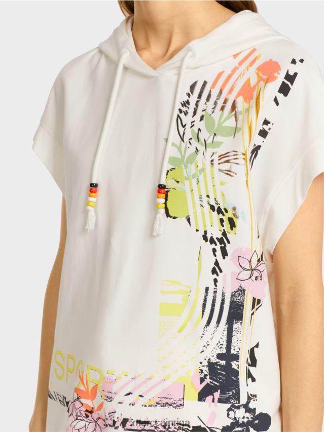 apģērbs gandrīz balts VRBHXD1225 Marc Cain džemperis ar kapuci ar bārkstīm