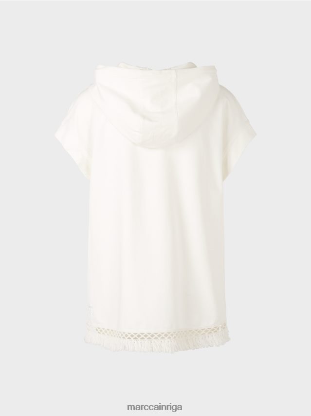 apģērbs gandrīz balts VRBHXD1225 Marc Cain džemperis ar kapuci ar bārkstīm