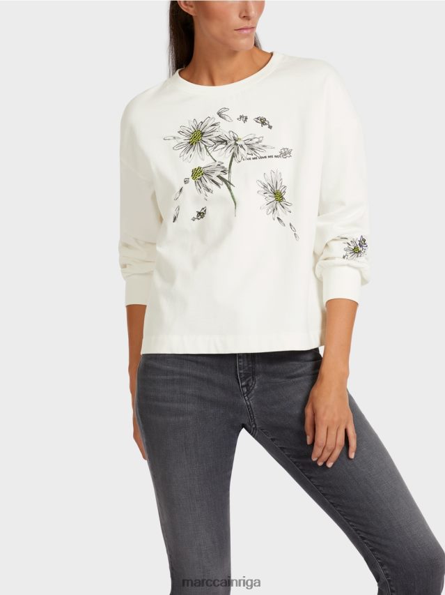 apģērbs gandrīz balts VRBHXD1228 Marc Cain lielizmēra sporta krekls ar 3D elementiem