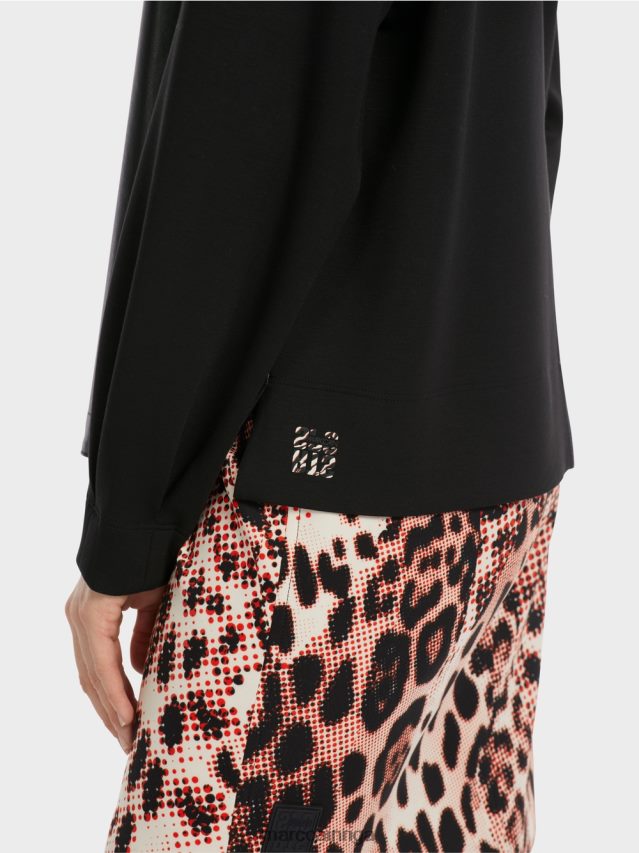 apģērbs melns VRBHXD1222 Marc Cain Raglana sporta krekls ar materiālu maisījumu