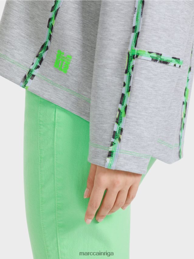 apģērbs sudrabaini pelēks VRBHXD1224 Marc Cain sporta krekls ar šuvju efektiem
