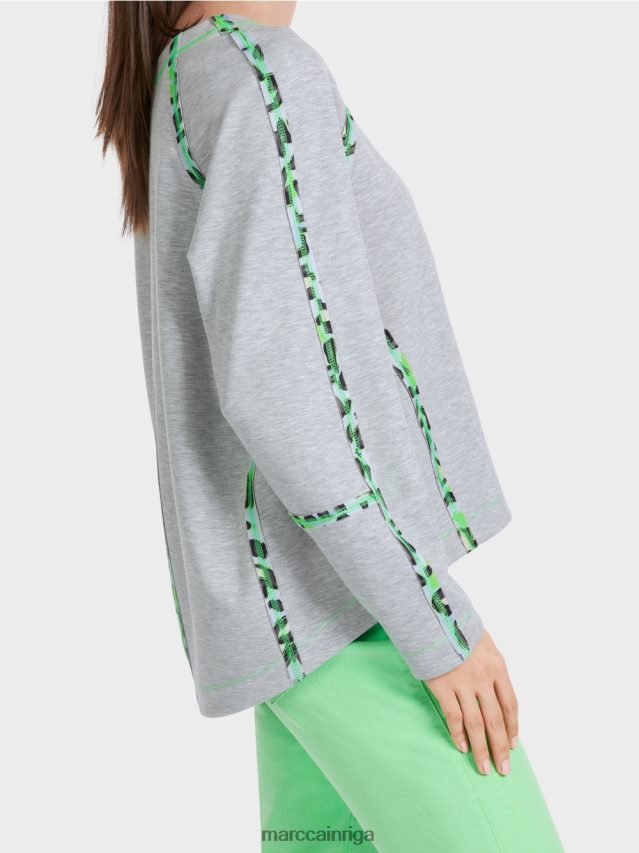 apģērbs sudrabaini pelēks VRBHXD1224 Marc Cain sporta krekls ar šuvju efektiem