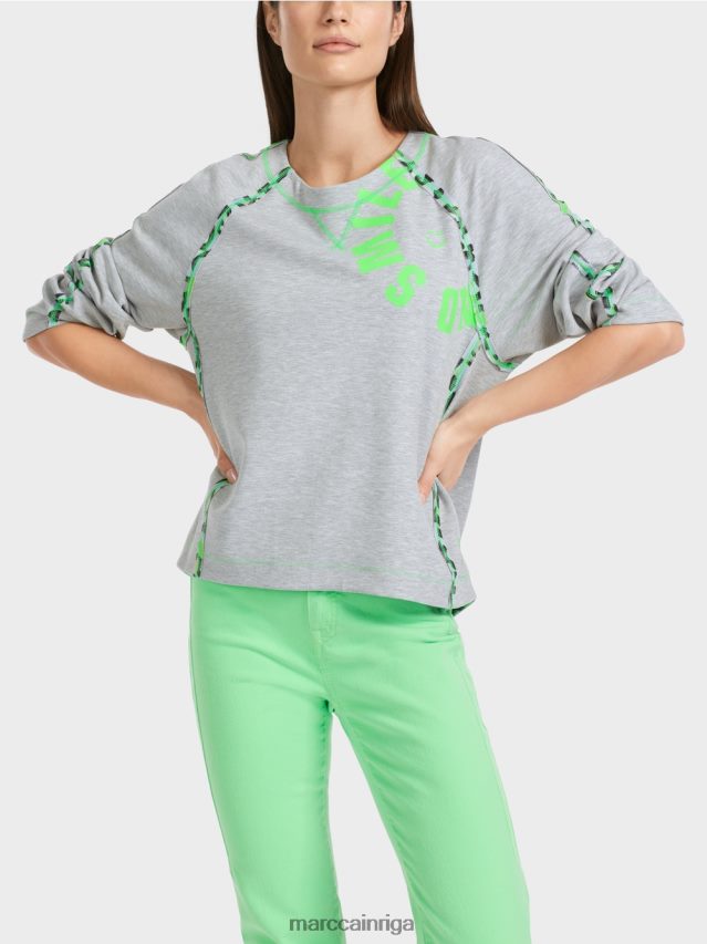 apģērbs sudrabaini pelēks VRBHXD1224 Marc Cain sporta krekls ar šuvju efektiem
