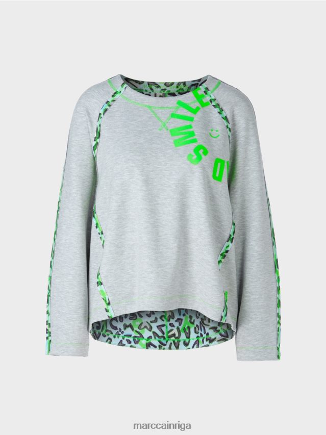 apģērbs sudrabaini pelēks VRBHXD1224 Marc Cain sporta krekls ar šuvju efektiem