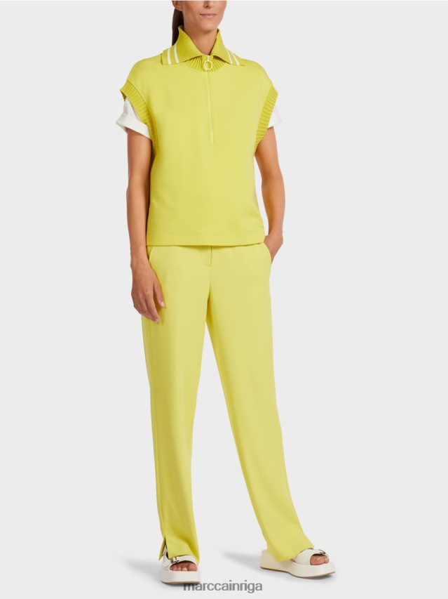 apģērbs zaļais sērs VRBHXD1226 Marc Cain bezpiedurkņu tops ar rievotu apkakli