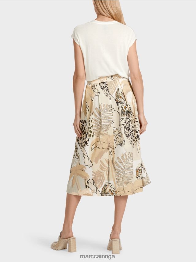 apģērbs dziļas smiltis VRBHXD486 Marc Cain plati svārki ar kolāžas apdruku