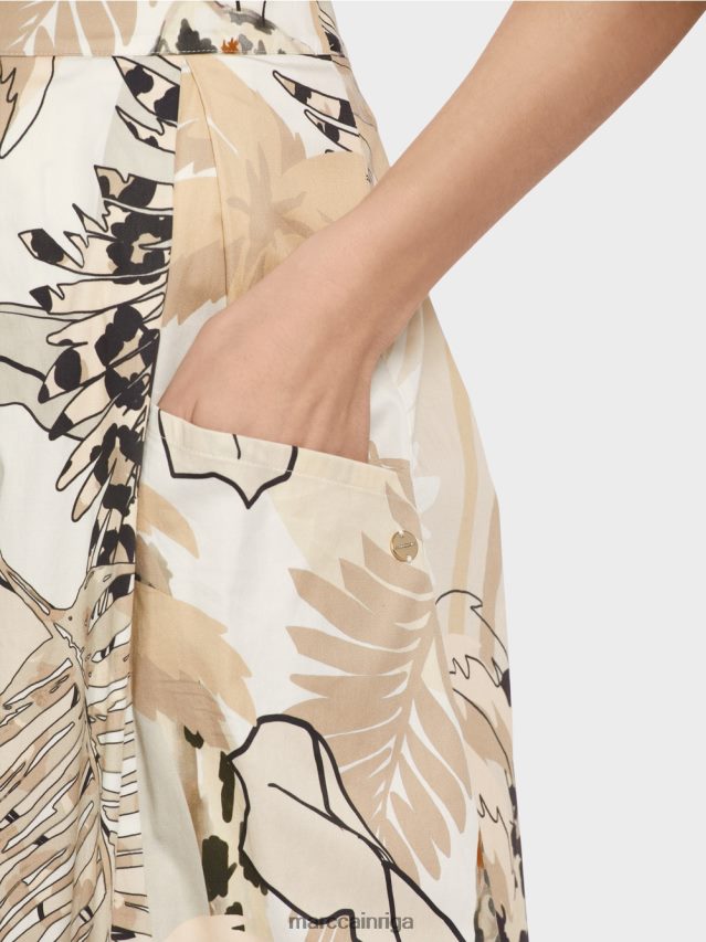 apģērbs dziļas smiltis VRBHXD486 Marc Cain plati svārki ar kolāžas apdruku