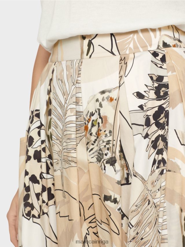 apģērbs dziļas smiltis VRBHXD486 Marc Cain plati svārki ar kolāžas apdruku