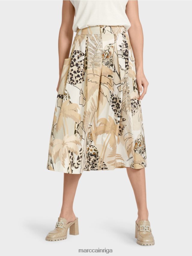 apģērbs dziļas smiltis VRBHXD486 Marc Cain plati svārki ar kolāžas apdruku