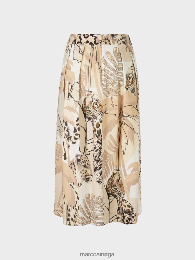apģērbs dziļas smiltis VRBHXD486 Marc Cain plati svārki ar kolāžas apdruku
