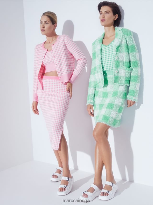 apģērbs gaišs skuķis VRBHXD495 Marc Cain Vichy čekas svārki \"adīti Vācijā\"