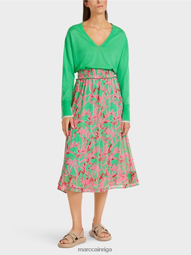 apģērbs gaišs skuķis VRBHXD499 Marc Cain locīti svārki ar ziedu rakstu