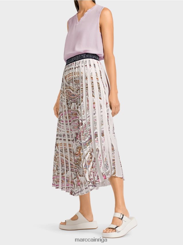apģērbs gandrīz balts VRBHXD490 Marc Cain kroku svārki ar Paisley apdruku