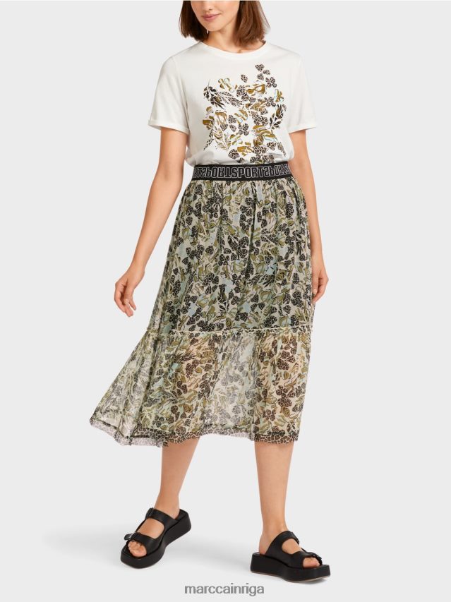 apģērbs mīksts jumta logs VRBHXD498 Marc Cain daudzpakāpju svārki no viskozes krepa