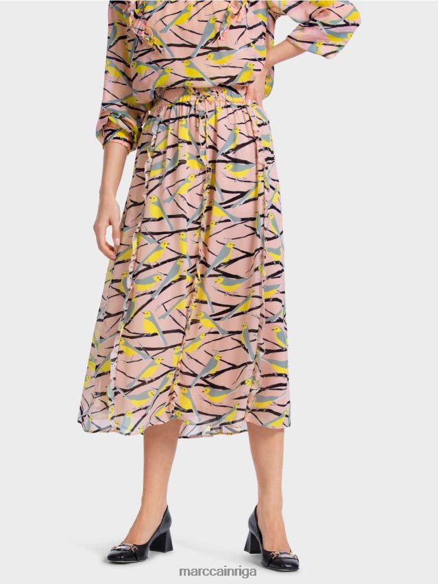 apģērbs mīksts pulveris rozā VRBHXD472 Marc Cain midi svārki ar volānu detaļām