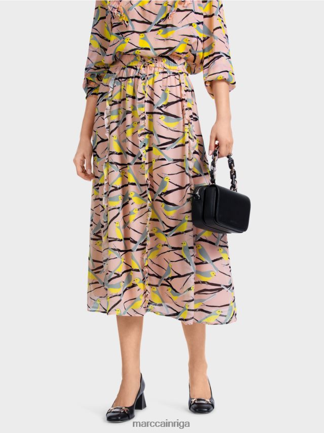 apģērbs mīksts pulveris rozā VRBHXD472 Marc Cain midi svārki ar volānu detaļām