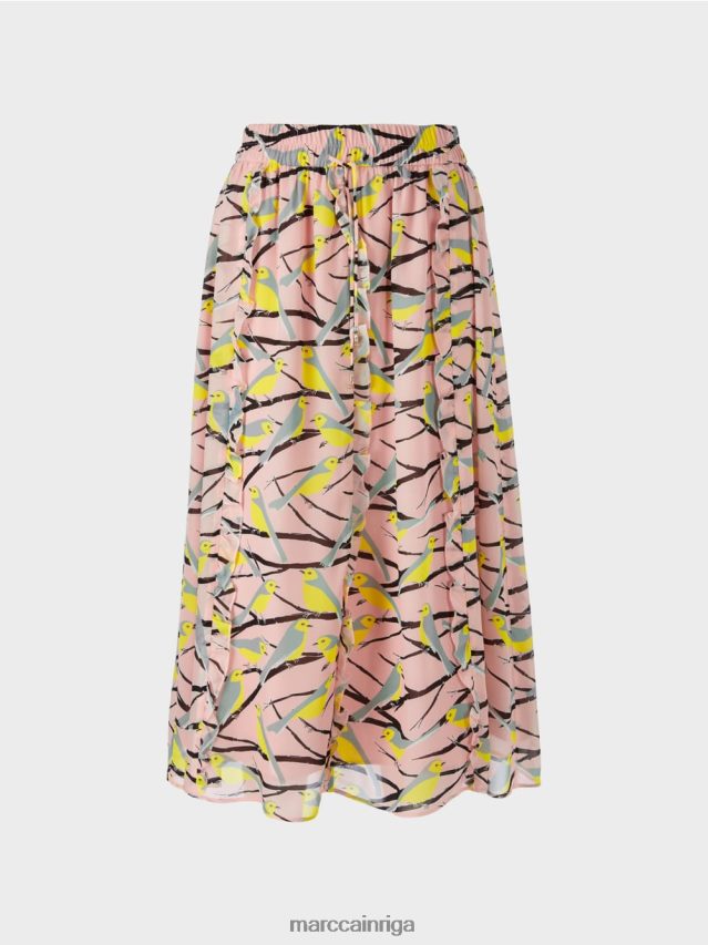 apģērbs mīksts pulveris rozā VRBHXD472 Marc Cain midi svārki ar volānu detaļām