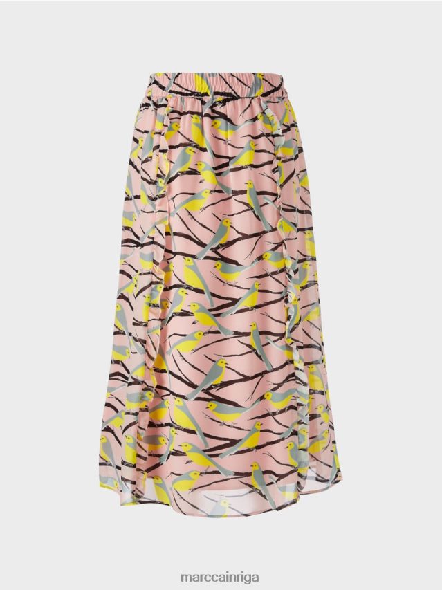 apģērbs mīksts pulveris rozā VRBHXD472 Marc Cain midi svārki ar volānu detaļām