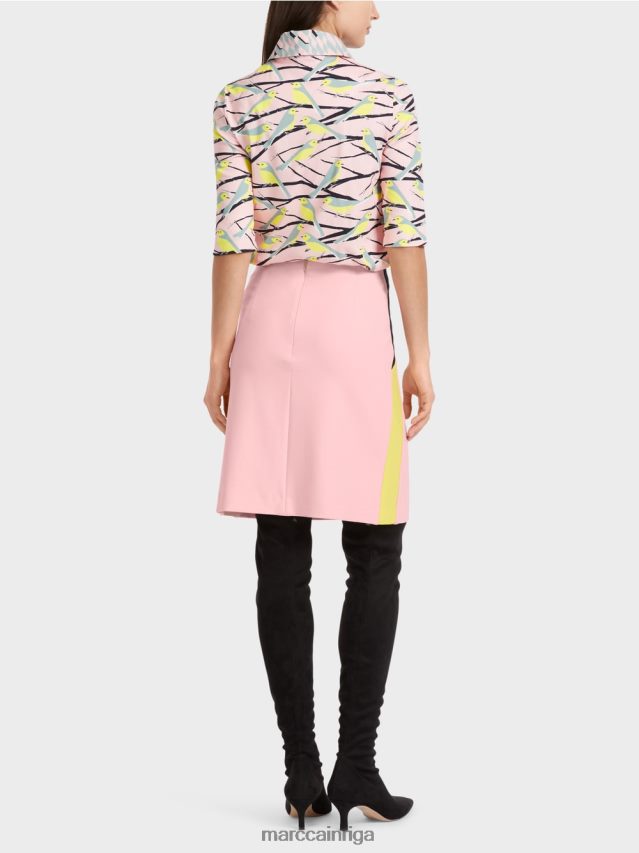 apģērbs mīksts pulveris rozā VRBHXD473 Marc Cain mini svārki ar krāsu bloķējošām svītrām