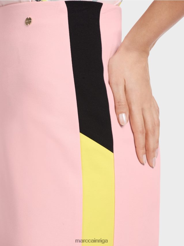 apģērbs mīksts pulveris rozā VRBHXD473 Marc Cain mini svārki ar krāsu bloķējošām svītrām