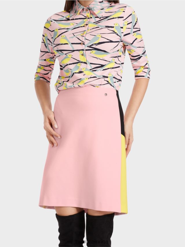 apģērbs mīksts pulveris rozā VRBHXD473 Marc Cain mini svārki ar krāsu bloķējošām svītrām